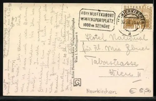 AK Mönichkirchen /N. Oe., Ortspartie mit Bäumen