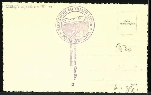 AK Villach, Kanzelhöhe, Stifters Gasthaus auf dem Gipfel