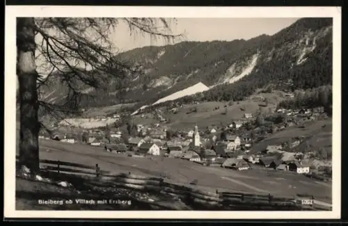 AK Bleiberg ob Villach, Ortsansicht mit Erzberg