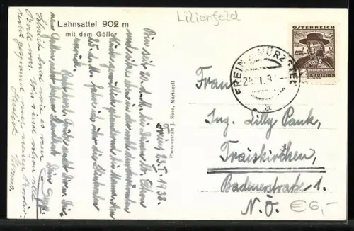 AK St. Aegyd am Neuwalde, Lahnsattel, Totalansicht mit dem Göller