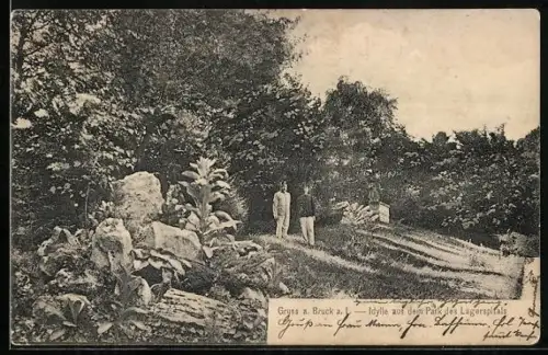 AK Bruck a. L., Idylle aus dem Park des Lagerspitals