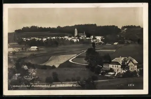 AK Putzleinsdorf im Mühlviertel, Ortspanorama mit Blick zur Kirche
