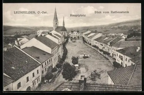 AK Leonfelden /O.-Öst., Hauptplatz vom Rathausturm gesehen