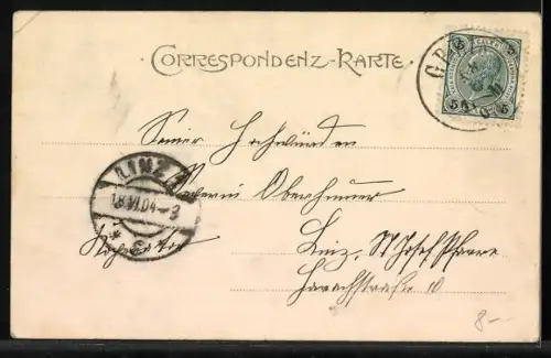 AK Grein a. d. Donau, Ortsansicht mit Donaupartie