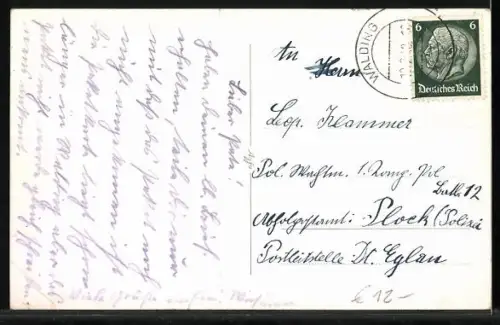 AK Walding /O. Ö., Ortspanorama mit Blick zur Kirche