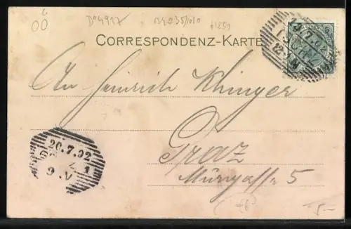 AK Bad Ischl, Esplanade mit Wasserfall im Hintergrund