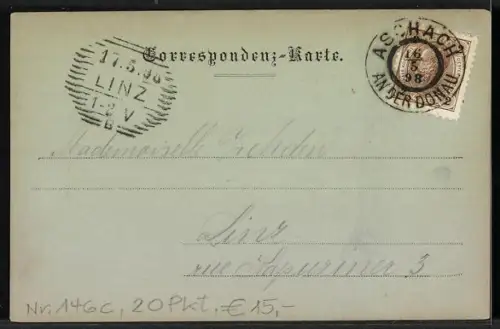 Mondschein-AK Aschach a. d. Donau, Donaupartie mit Dampfer im Vollmondlicht