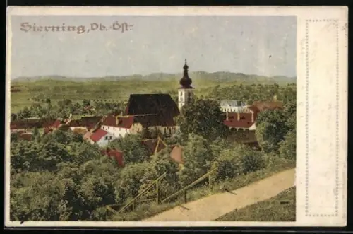 AK Sierning /Ob.-Öst., Ortspanorama mit Kirche