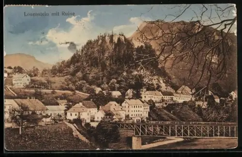 AK Losenstein, Ortsansicht mit Ruine