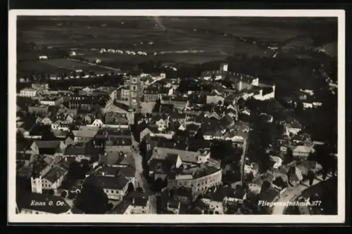 AK Enns, Fliegeraufnahme mit Strassenansicht