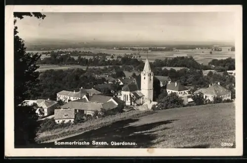 AK Saxen /Oberdonau, Ortspanorama mit Kirche