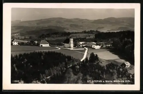 AK St. Stefan a. Walde, Blick mit Kirche