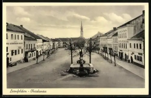 AK Leonfelden, Partie am Marktplatz aus der Vogelschau