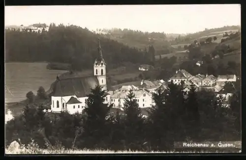 AK Reichenau a. Gusen, Teilansicht mit Kirche