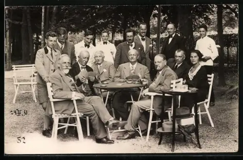 AK Bad Hall, Ältere Herren spielen am Tisch Karten