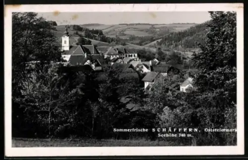 AK Schäffern /Oststeiermark, Teilansicht mit Kirche