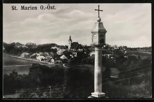 AK St. Marien /O.-Öst., Teilansicht mit Kirche
