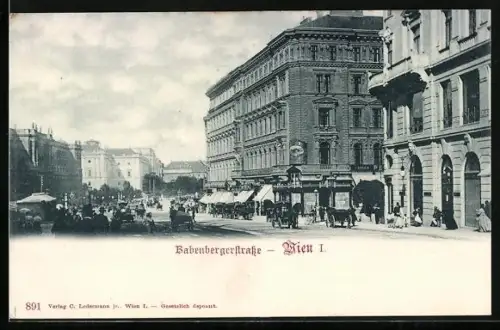 AK Wien, Babenbergerstrasse mit Geschäften