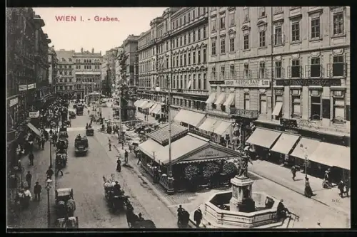 AK Wien, Graben, Teilansicht mit Cafe Schrancl