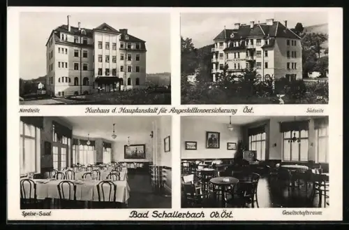 AK Bad Schallerbach /Ob. Öst., Kurhaus der Hauptanstalt für Angestelltenversicherung, Nordseite, Inneres Speise-Saal