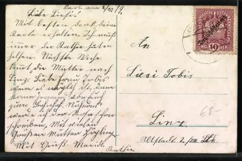 AK Sarleinsbach, Ortsansicht mit Umgebung, von einem Acker gesehen