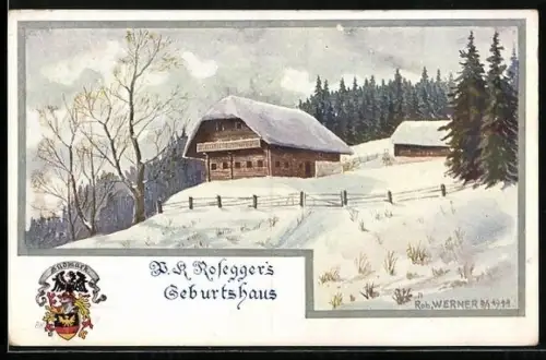 AK P. R. Rosegger`s Geburtshaus im Schnee