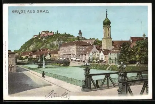 AK Graz, Partie an der Murbrücke
