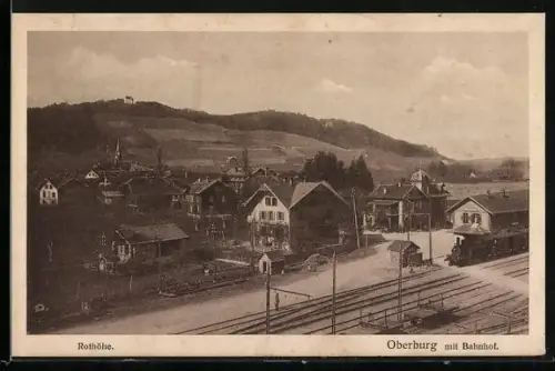 AK Oberburg, Blick zum Bahnhof mit Rothöhe