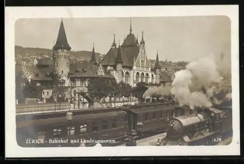 AK Zürich, Bahnhof und Landesmuseum