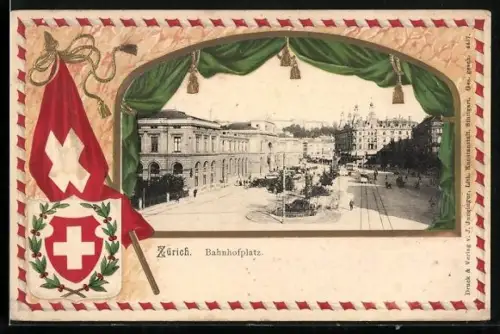 Passepartout-Lithographie Zürich, Partie am Bahnhofplatz