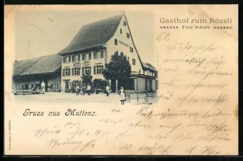 AK Muttenz, Gasthof zum Rössli, Bes. Fritz Schorr