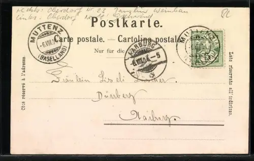 AK Muttenz, Oberdorf, Strassenpartie mit Blick zur Kirche