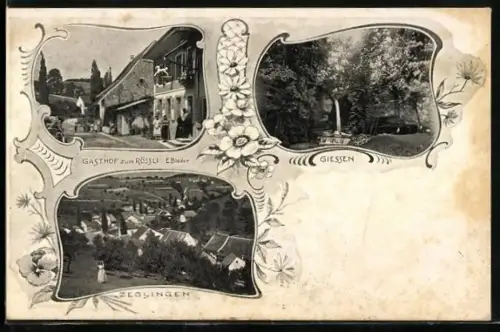 AK Zeglingen, Giessen, Gasthof zum Rössli, Bes. E. Bieder, Blick über Zeglingen
