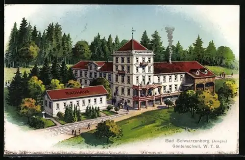 AK Gontenschwil /Aargau, Bad Schwarzenberg mit Besuchern