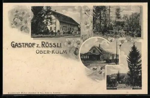 AK Oberkulm, Gasthof zum Rössli, Station Oberkulm