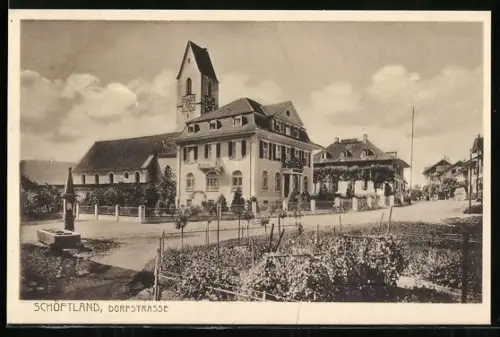 AK Schöftland, Dorfstrasse mit Kirche
