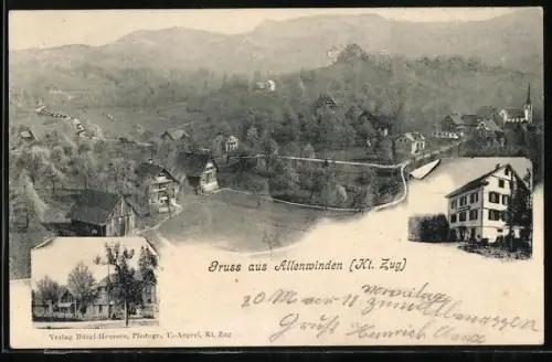 AK Allenwinden /Zug, Gasthaus und Ortspanorama