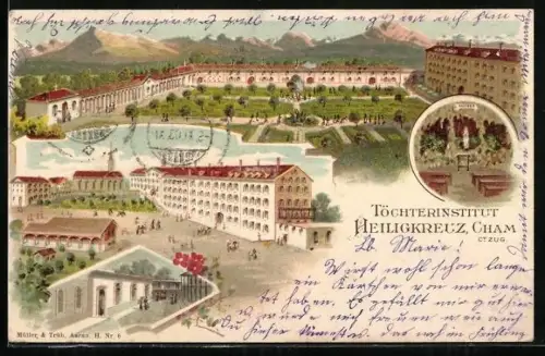 Lithographie Cham, Ansichten vom Töchterinstitut Heiligkreuz