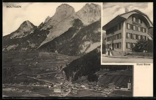 AK Boltigen, Hotel Bären und Ortsansicht mit Bergpanorama
