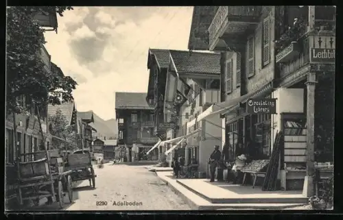 AK Adelboden, Strassenpartie mit Leihbibliothek