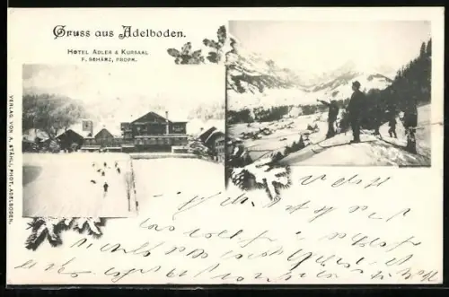 AK Adelboden, Hotel Adler und Kursaal, F. Schärz, Propr.