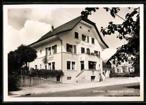 AK Sins, Gasthof zum Löwen im Sonnenschein