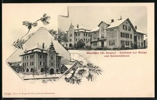 AK Menziken /Aargau, Gasthaus zur Waage und Gemeindehaus
