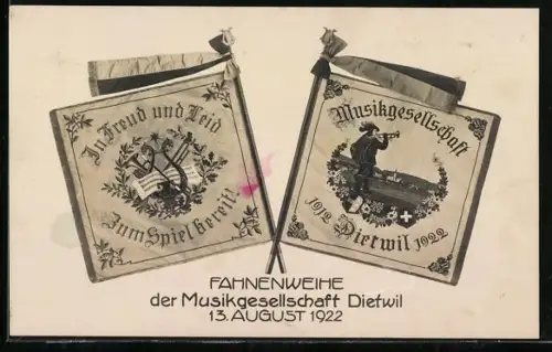 AK Dietwil, Fahnenweihe der Musikgesellschaft Dietwil am 13. August 1922