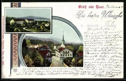 AK Baar /ZG, Blick zur Kirche, Ortspartie aus der Vogelschau