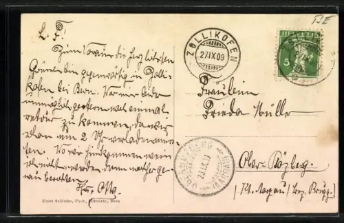 AK Zollikofen, Gasthof zum Bären, Landwirtschaftliche Schule Rüti, Molkerei und Garten