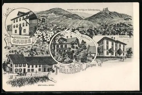 AK Thalheim /Aargau, Gasthaus zum Bären, Pfarrhaus, Schulhaus, Handlung von S. Härdi