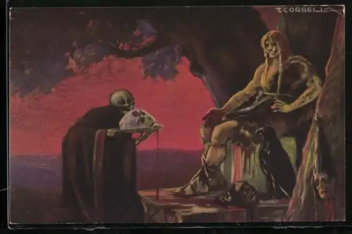 Künstler-AK Tito Corbella: A welcome gift for Kaiser`s birthday, Propganda, Der Tod, Miss Cavell