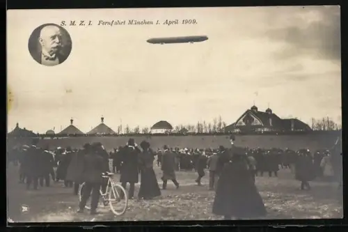 AK München, Zeppelin-Fernfahrt München 1909