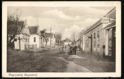 AK Weppersdorf /Burgenland, Strassenpartie mit Wohnhäusern